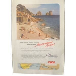 Vintage 1952 TWA Mediterranean Shores Ad Advertisement